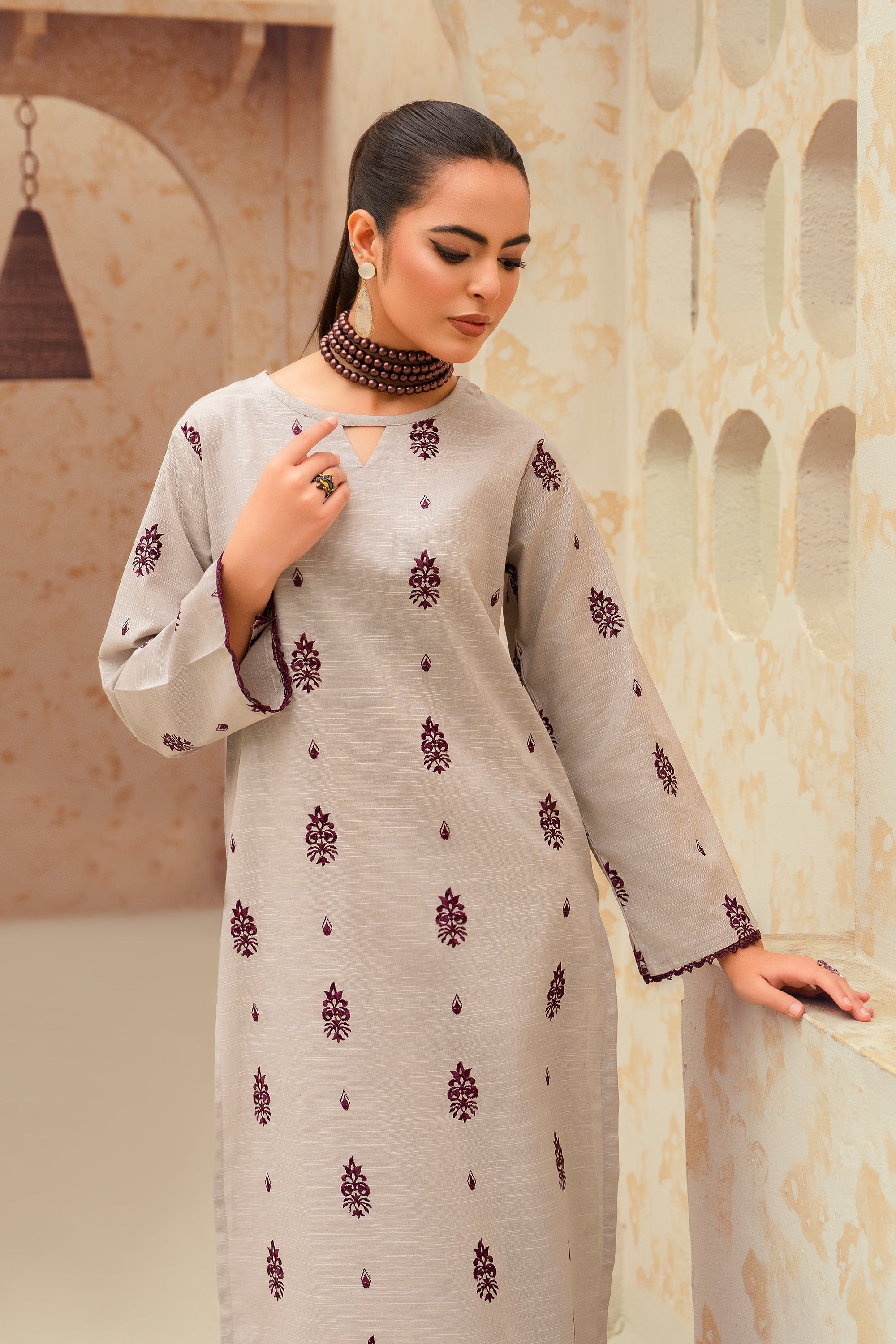 Zircon-3 Piece Embroidered Khaddar Suit