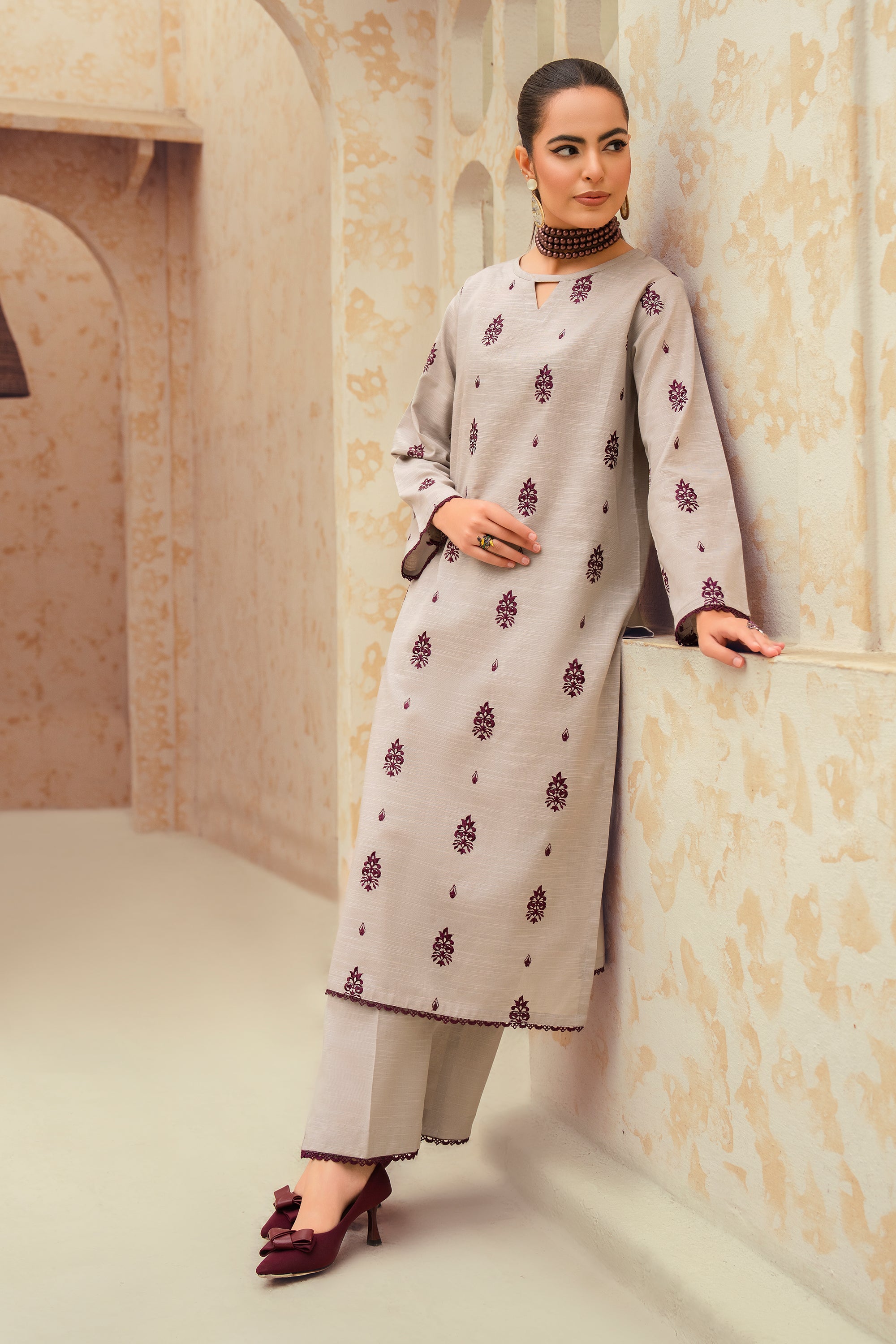 Zircon-3 Piece Embroidered Khaddar Suit