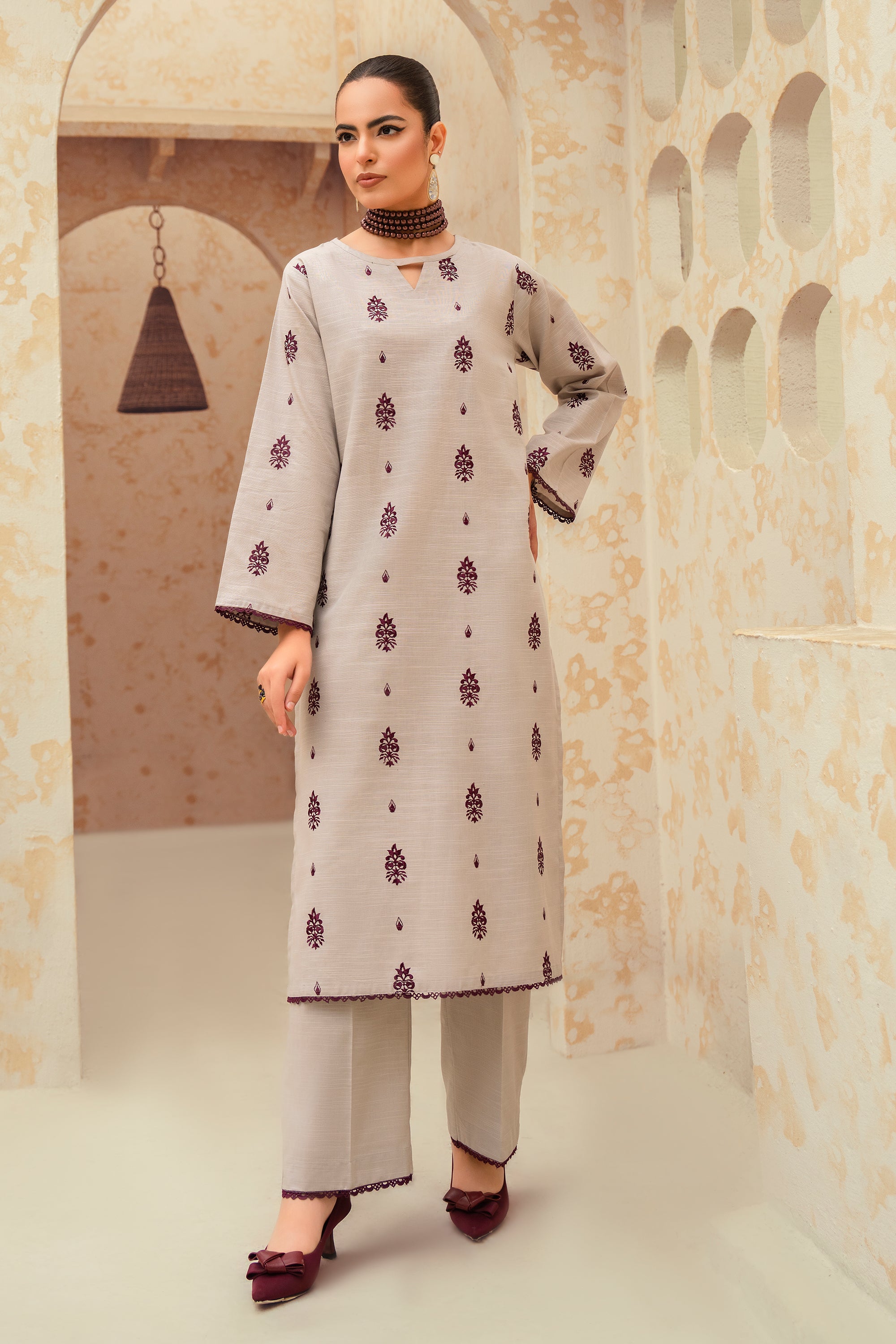 Zircon-3 Piece Embroidered Khaddar Suit