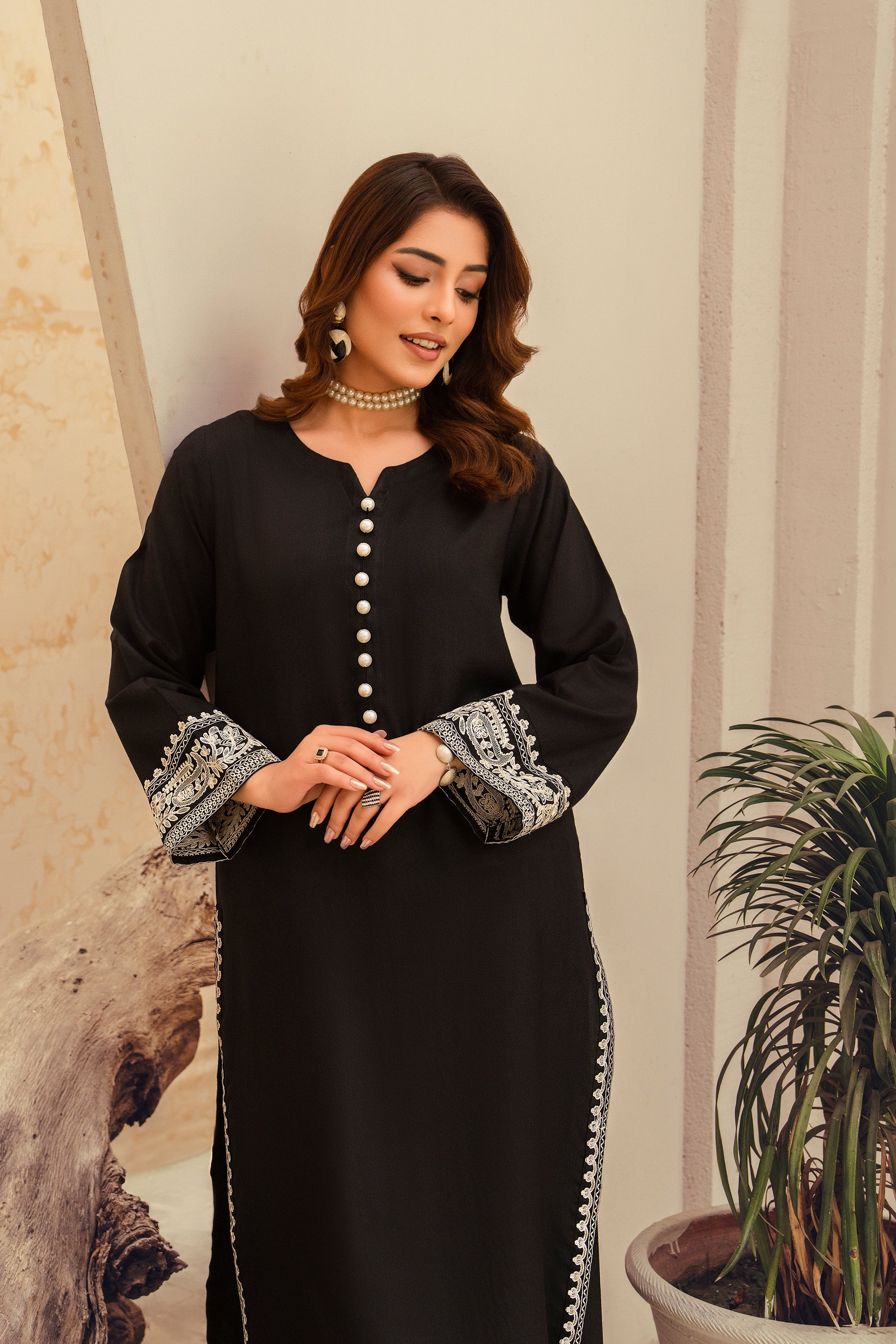 Black Stone-2 Piece Embroidered Marina Suit