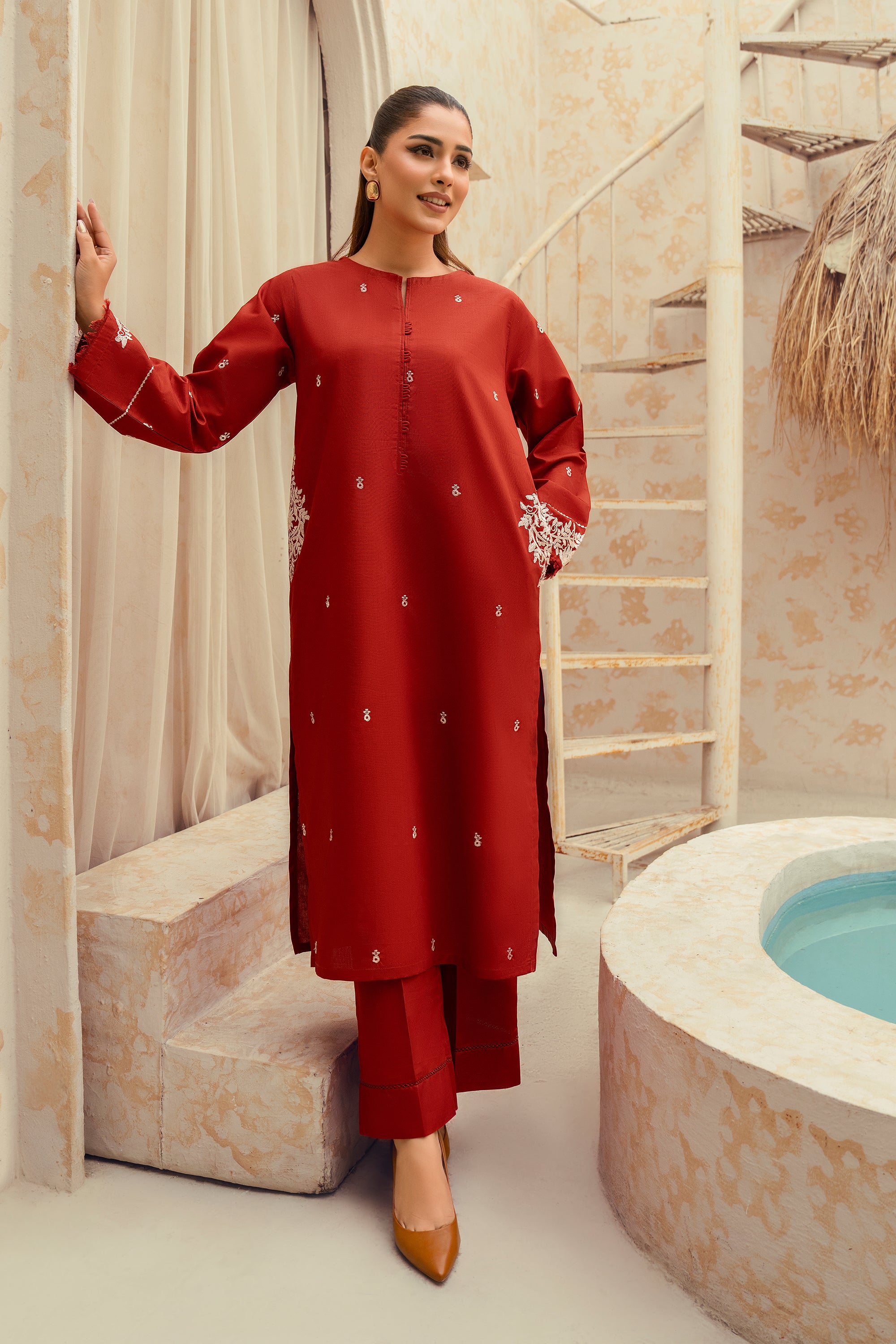 Amber- 2 Piece Embroidered Khaddar Suit